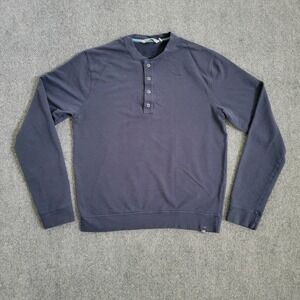 Tasc Performance Henley Shirt Mens Medium Blue Long Sleeve Organic Cotton Bamboo